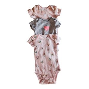 Carter's onsies (set of 3) Pink & Gray